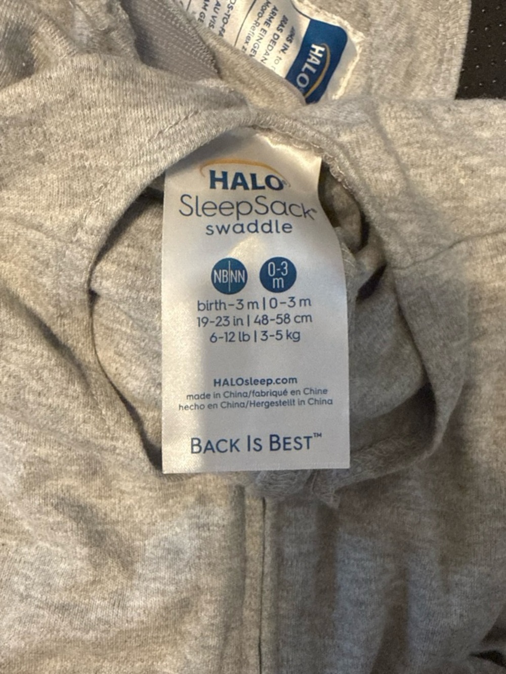 HALO Light Gray SleepSack Swaddle - Soft Jersey Infant Sleep Sack